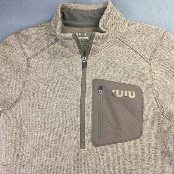 KUIU Base Camp High Loft Sweater Fleece Pullover Mens M Brown Half Zip Outdoor - Picture 2 of 12